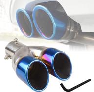 🚘 ryanstar dual exhaust tip: high-quality 2.5" stainless steel muffler tail with universal double outlets for 1.5l-2.0l car - blue finish logo