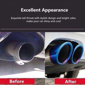 img 1 attached to 🚘 RYANSTAR Dual Exhaust Tip: High-quality 2.5" Stainless Steel Muffler Tail with Universal Double Outlets for 1.5L-2.0L Car - Blue Finish