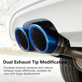 img 3 attached to 🚘 RYANSTAR Dual Exhaust Tip: High-quality 2.5" Stainless Steel Muffler Tail with Universal Double Outlets for 1.5L-2.0L Car - Blue Finish