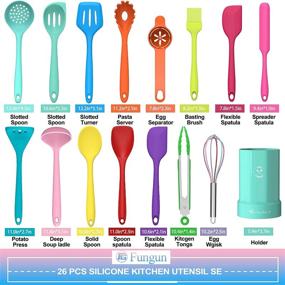 img 3 attached to 🥄 Fungun 26-Piece Silicone Cooking Utensils Kitchen Set - Heat Resistant Tools with Holder for Nonstick Cookware