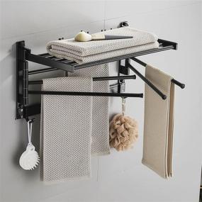 img 4 attached to 🧺 Space-Saving Foldable Swivel Clothes Drying Rack - Wall Mounted Laundry Organizer with Hooks and Swing Arms for Bathroom, Laundry, Kitchen - 23.7" 5 Rods