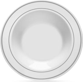 img 3 attached to Silver Rimmed White Bowls - 12oz - 50 Count - Hard Plastic - Disposable/Reusable - Dessert, Salad, Cereal, Pasta - Ideal for All Events