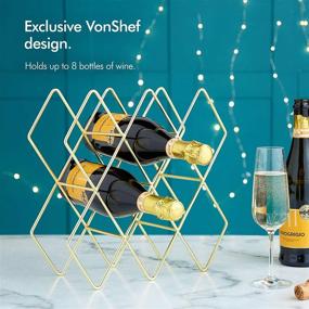 img 2 attached to 🍷 VonShef 8-10 Bottle Wine Rack: Stylish Freestanding Holder for Red and White Wine - Geometric Design in Brushed Gold Metal