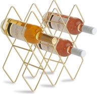 🍷 vonshef 8-10 bottle wine rack: stylish freestanding holder for red and white wine - geometric design in brushed gold metal logo