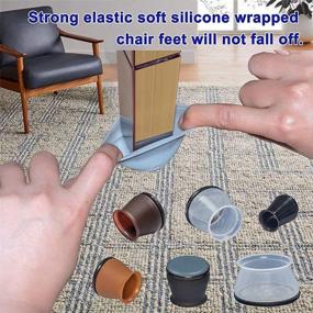 img 1 attached to Medium Clear Chair Leg Sliders for Carpet - 8 PCS Elastic Silicone Combination of 🪟 Table Foot Protectors, Universally Fit Square and Round Metal Tube Feet, Ensuring Smooth Movement on Carpets