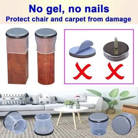 img 3 attached to Medium Clear Chair Leg Sliders for Carpet - 8 PCS Elastic Silicone Combination of 🪟 Table Foot Protectors, Universally Fit Square and Round Metal Tube Feet, Ensuring Smooth Movement on Carpets