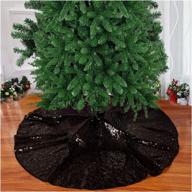 sparkling black sequin christmas tree skirt - 24 inch xmas pine tree ornaments for holiday decor logo