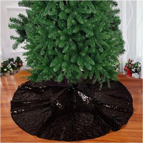 img 4 attached to Sparkling Black Sequin Christmas Tree Skirt - 24 Inch Xmas Pine Tree Ornaments for Holiday Decor