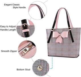 img 2 attached to 👜 Stylish MOSISO Laptop Bag for Women: Compatible with MacBook Pro 16 inch & 15-15.6 inch Notebooks, PU Leather Briefcase with Large Capacity, Bowknot Grid Design MO-GID001GYPK