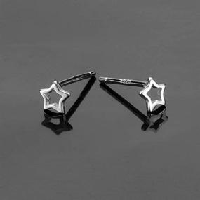 img 2 attached to AoedeJ Sterling Silver Minimalist Star Stud Earrings for Women and Girls - Valentines Earrings