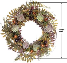 img 3 attached to 🌿 Charming 22-Inch Artificial Wreath with Assorted Fern Leaves, Succulents, and Berries – Perfect for Wall, Window, or Farmhouse Décor in Winter and Spring