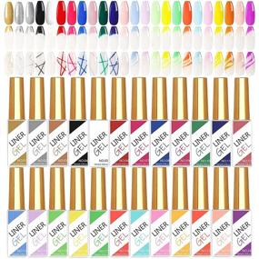 img 4 attached to Vibrant 24-Color Neon Gel Nail Polish Set: Experience Classic Artistic Designs with Drawing, Liner, and Wire Pulling Effects - Perfect for DIY Nail Art at Salon Quality