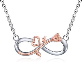 img 4 attached to 🌹 Exquisite 925-Sterling-Silver Infinity Rose Necklace for Women: Rose Gold Plated Flower Heart Pendant with Zirconia - Perfect Christmas, Anniversary, Valentine's Day Gift for Girls, Wife, Girlfriend