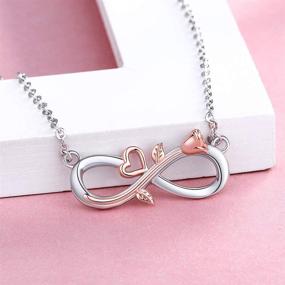 img 1 attached to 🌹 Exquisite 925-Sterling-Silver Infinity Rose Necklace for Women: Rose Gold Plated Flower Heart Pendant with Zirconia - Perfect Christmas, Anniversary, Valentine's Day Gift for Girls, Wife, Girlfriend