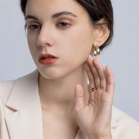 img 2 attached to 💎 Stylish 14K Gold Plated Chunky Hoop Earrings: Hypoallergenic Thick Gold Earrings for Women & Girls, Ideal Gifts