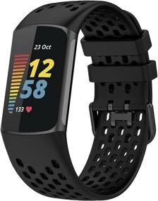 img 4 attached to 👟 Upgrade Your Fitbit Charge 5 with TopPerfekt Sport Bands - Adjustable, Breathable & Stylish Silicone Straps for Women & Men