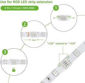 img 3 attached to 💡 Lepro 10-Pack 4-Pin LED Strip Lights Connectors for 10mm SMD 5050 RGB LED Strips - Includes 5 L Shape and 5 Line Shape Solderless Adapter Connector Terminals for Extension