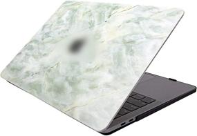 img 2 attached to 📦 YYPP Laptop Case for MacBook Air 13" Retina (2021/2020/2019/2018) - Hard Shell Cover with Touch ID - Light Green Marble