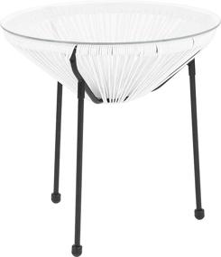 img 3 attached to Flash Furniture Valencia Oval Comfort Series Take Ten White Rattan Table: Premium Quality with Glass Top