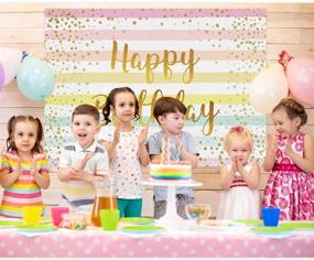 img 3 attached to 🌈 Vibrant Rainbow Striped Happy Birthday Backdrop - Fun and Colorful Party Decor Supplies, Perfect for Kids, Girls, and Baby Showers - 7x5FT Photography Background & Photobooth Prop