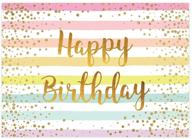 🌈 vibrant rainbow striped happy birthday backdrop - fun and colorful party decor supplies, perfect for kids, girls, and baby showers - 7x5ft photography background & photobooth prop logo