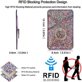 img 3 attached to 📱 Stylish CASZONE 2 PCS Card Holder with Ring Stand - RFID Blocking Sparkly Sequins Phone Wallet for Most Smartphones