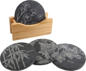 img 4 attached to 🌸 Discover the Elegance of Vastigo Coasters with Chrysanthemum Blossom Designs