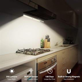 img 3 attached to 💡 Wireless Under Cabinet Lighting Battery Operated Lights, T402 Motion Activated Closet Light, Rechargeable High-Capacity 4000mAh Battery Powered Lights, Kitchen Under Counter Lights (2Pack)