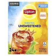 🍵 lipton unsweetened black tea k-cup pods: 24 pods of real tea leaves, for an iced beverage that is truly refreshing logo