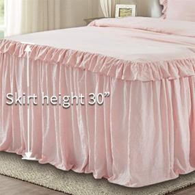 img 1 attached to 🛏️ Покрывало Bedream Pink Ruffle Skirt, 3 шт. в размере Queen, ручная стежка, 30 дюймов - устойчивое к усадке и выцветанию - покрывало из микрофибры с ощущением хлопка - дышащий комплект постельного белья (C3)