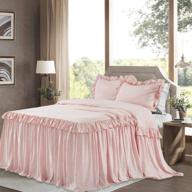 🛏️ bedream pink ruffle skirt bedspread, 3 piece queen size hand-stitched, 30 inches - shrinkage & fade resistant - 100% cotton-feel microfiber coverlet - breathable bedding set (c3) logo