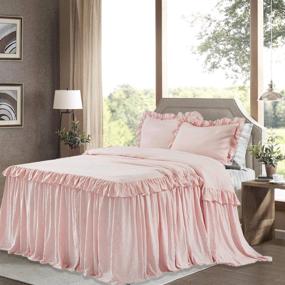 img 4 attached to 🛏️ Bedream Pink Ruffle Skirt Bedspread, 3 Piece Queen Size Hand-Stitched, 30 Inches - Shrinkage & Fade Resistant - 100% Cotton-Feel Microfiber Coverlet - Breathable Bedding Set (C3)