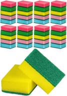 🧽 decorrack 40 heavy duty cleaning scrub sponges for kitchen, dishes, bathroom, car wash, dual-sided scouring & absorbent, abrasive scrubber sponge dish pads, assorted colors (pack of 40) logo