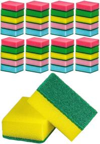 img 1 attached to 🧽 DecorRack 40 Heavy Duty Cleaning Scrub Sponges for Kitchen, Dishes, Bathroom, Car Wash, Dual-Sided Scouring & Absorbent, Abrasive Scrubber Sponge Dish Pads, Assorted Colors (Pack of 40)