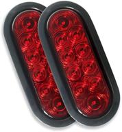 🚦 novalite dark red oval led trailer tail lights kit - 2 pcs, 6 inch, 10 leds - brake, stop, turn - grommet & plug included - dot certified logo