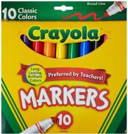 🖍️ маркеры crayola широкой линии, классические цвета, по 10 шт. в каждой (2 упаковки) - яркие маркеры для создания шедевров! логотип