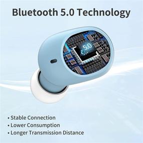 img 3 attached to 🎧 Беспроводные наушники SOMIC True Wireless Bluetooth 5.0: превосходное качество звука и комфорт с шумоподавлением микрофона, 24 часа воспроизведения, IPX4 водонепроницаемые для спорта - сенсорное управление, в комплекте зарядный футляр (голубой)