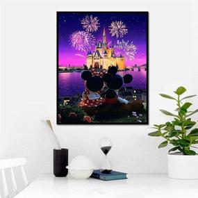 img 2 attached to 🎨 TINDAY Disney Набор для росписи по номерам акрилом: Веселая картина замка Микки и Минни для начинающих всех возрастов - Холст 16x20 дюймов