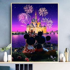 img 3 attached to 🎨 TINDAY Disney Набор для росписи по номерам акрилом: Веселая картина замка Микки и Минни для начинающих всех возрастов - Холст 16x20 дюймов