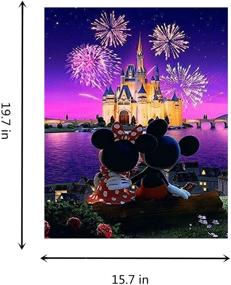 img 1 attached to 🎨 TINDAY Disney Набор для росписи по номерам акрилом: Веселая картина замка Микки и Минни для начинающих всех возрастов - Холст 16x20 дюймов