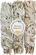 premium california white sage smudge sticks - alternative imagination, 3 pack (9 inch) - packaged in usa logo