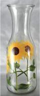 🌻 hand-painted beverage glass carafe decanter - 34 ounce capacity, elegant versatile drink pitcher with sunflower field design, by grant howard logo