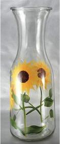 img 2 attached to 🌻 Hand-Painted Beverage Glass Carafe Decanter - 34 Ounce Capacity, Elegant Versatile Drink Pitcher with Sunflower Field Design, by Grant Howard