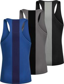 img 1 attached to 🏋️ COOFANDY Men's 3 Pack Workout Tank Tops: Quick Dry Y Back Muscle Tees for Gym, Bodybuilding, and Fitness