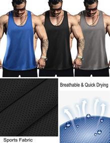 img 3 attached to 🏋️ COOFANDY Men's 3 Pack Workout Tank Tops: Quick Dry Y Back Muscle Tees for Gym, Bodybuilding, and Fitness