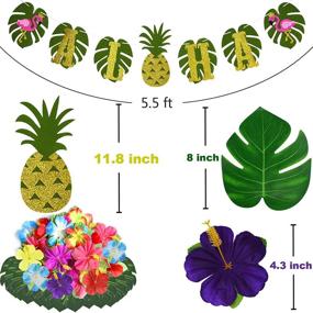 img 1 attached to 🌴 Тропический пакет декораций для вечеринки Луау: Гавайская тема пляжа (112 шт.) - баннер, скатерть на стол, соломинки, фламинго, ананасовые украшения и многое другое!