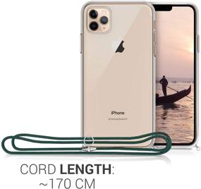 img 2 attached to 📱 kwmobile Transparent/Dark Green Crossbody Case for iPhone 11 Pro Max - Clear TPU Phone Cover with Lanyard Cord Strap