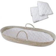 🧺 handmade seagrass baby changing basket with 2 fairtrade soft organic cotton waterproof pads: eco-friendly changing pad included logo