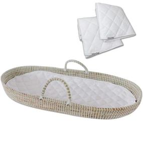 img 4 attached to 🧺 Handmade Seagrass Baby Changing Basket with 2 Fairtrade Soft Organic Cotton Waterproof Pads: Eco-Friendly Changing Pad Included