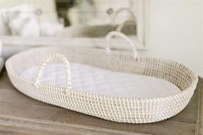 img 1 attached to 🧺 Handmade Seagrass Baby Changing Basket with 2 Fairtrade Soft Organic Cotton Waterproof Pads: Eco-Friendly Changing Pad Included